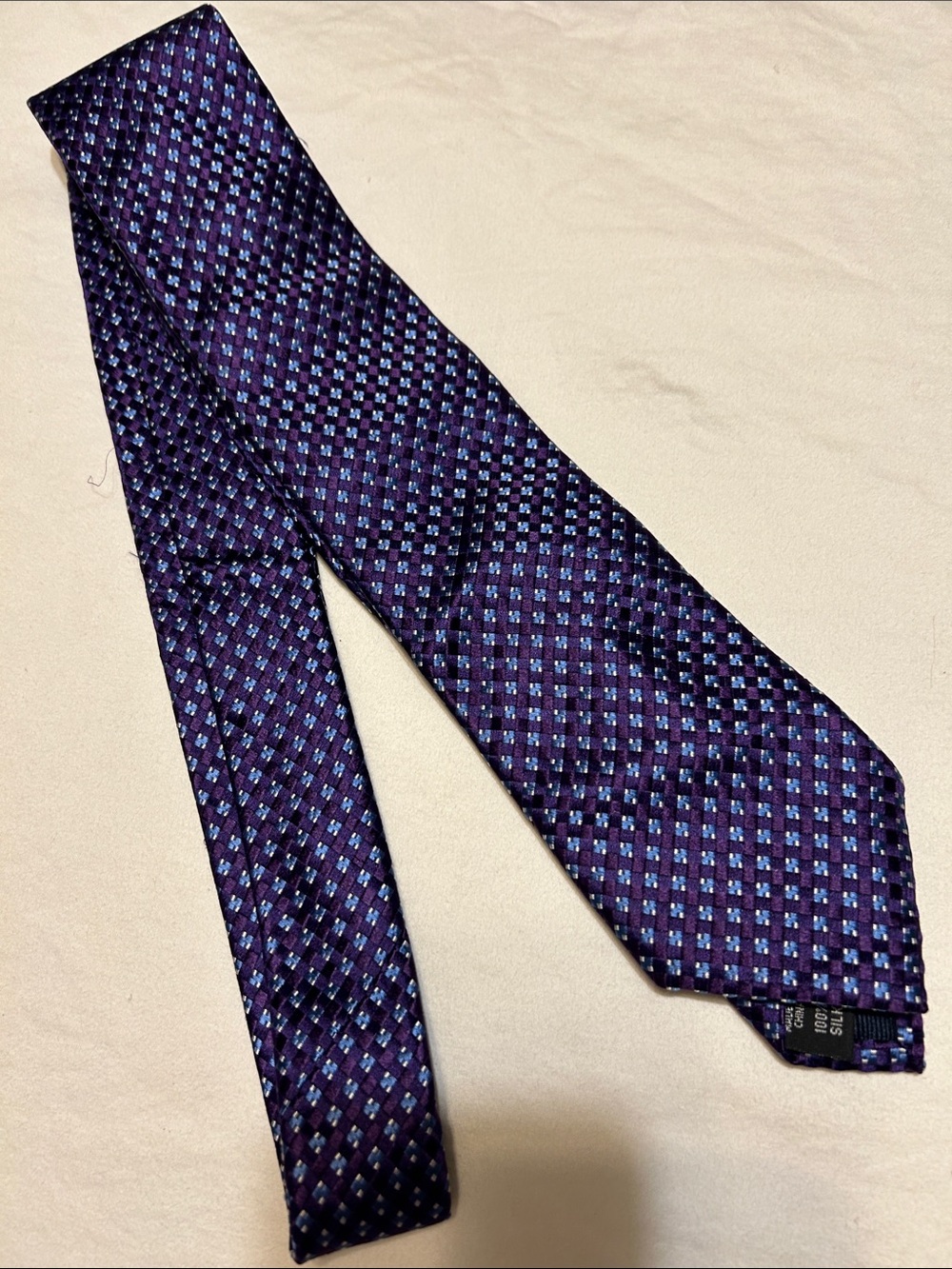 Michael Kors Purple Geometric Men's Tie with Light Blue Accents